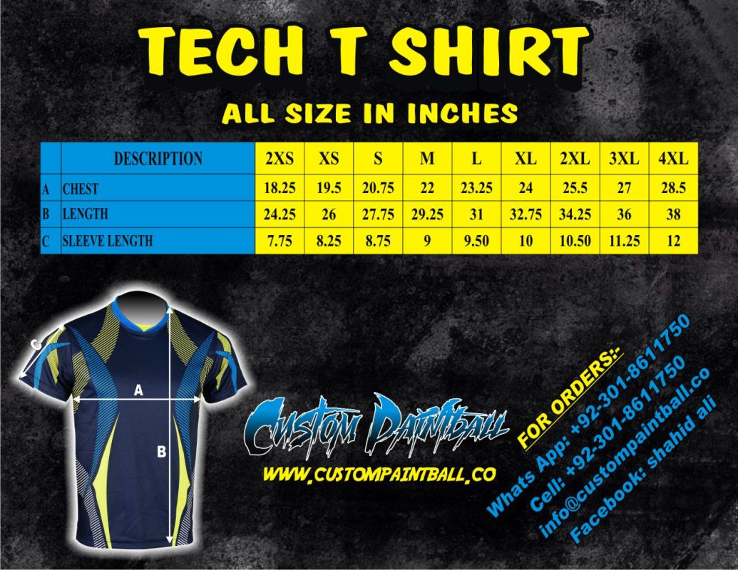 Size Guide Custom Paintball Jerseys