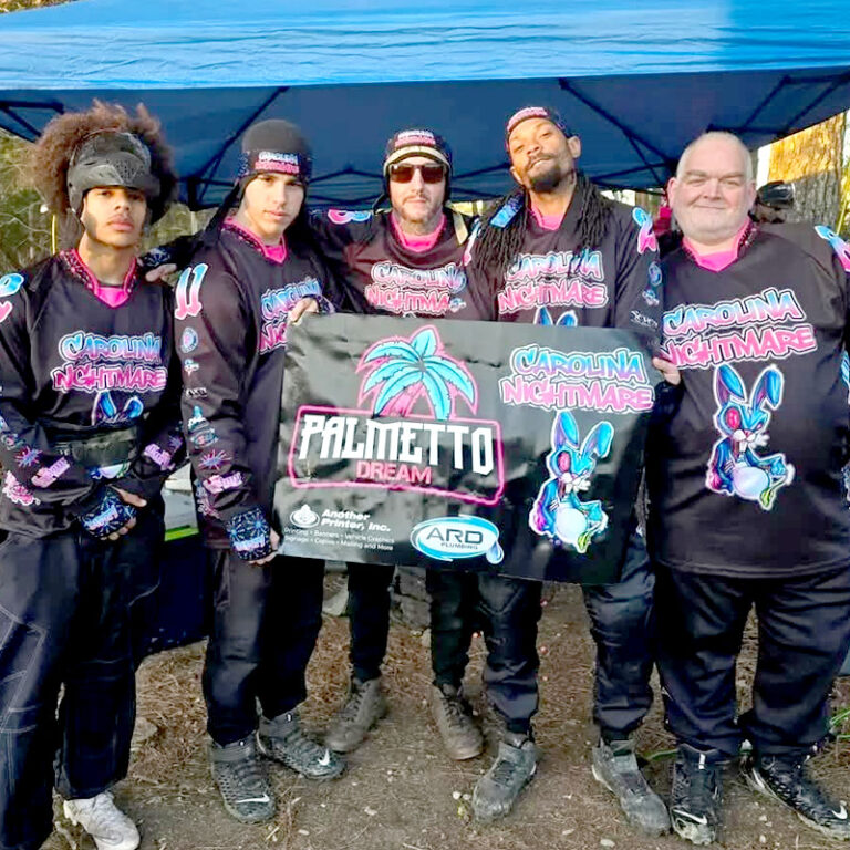 Carolina Nightmare Paintball Team with Custompaintball.co manufactured paintball jerseys