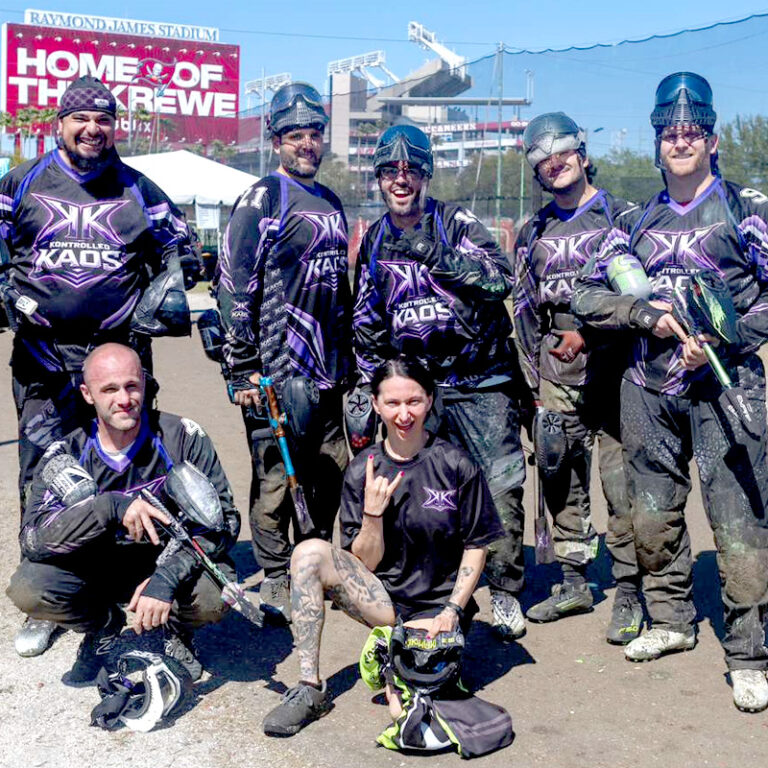 Kontrolled Kaos Paintball Team with Custompaintball.com Manufactured Apparel is in a happy mood after the Match