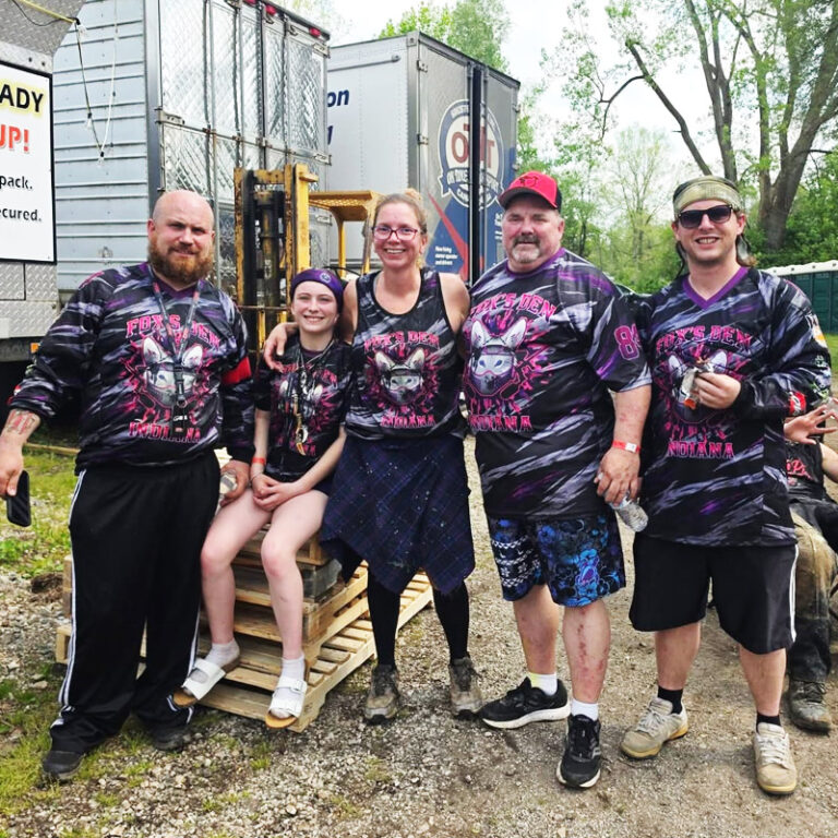 Fox's Den Paintball Team from Indiana is with custompaintball.co manufactured paintball jerseys.
