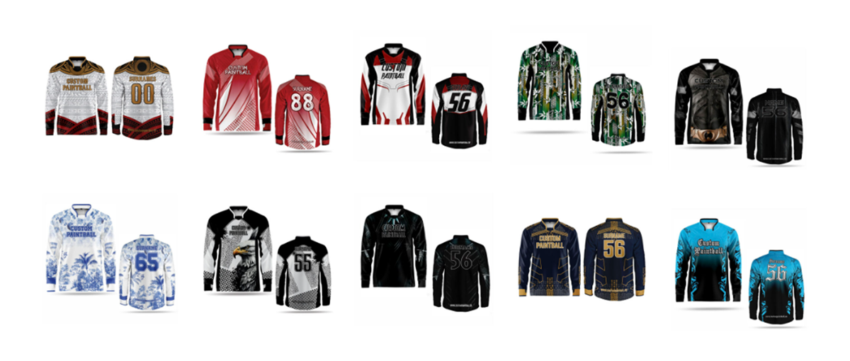 The custom paintball jerseys from custompaintball.co are shown in the image