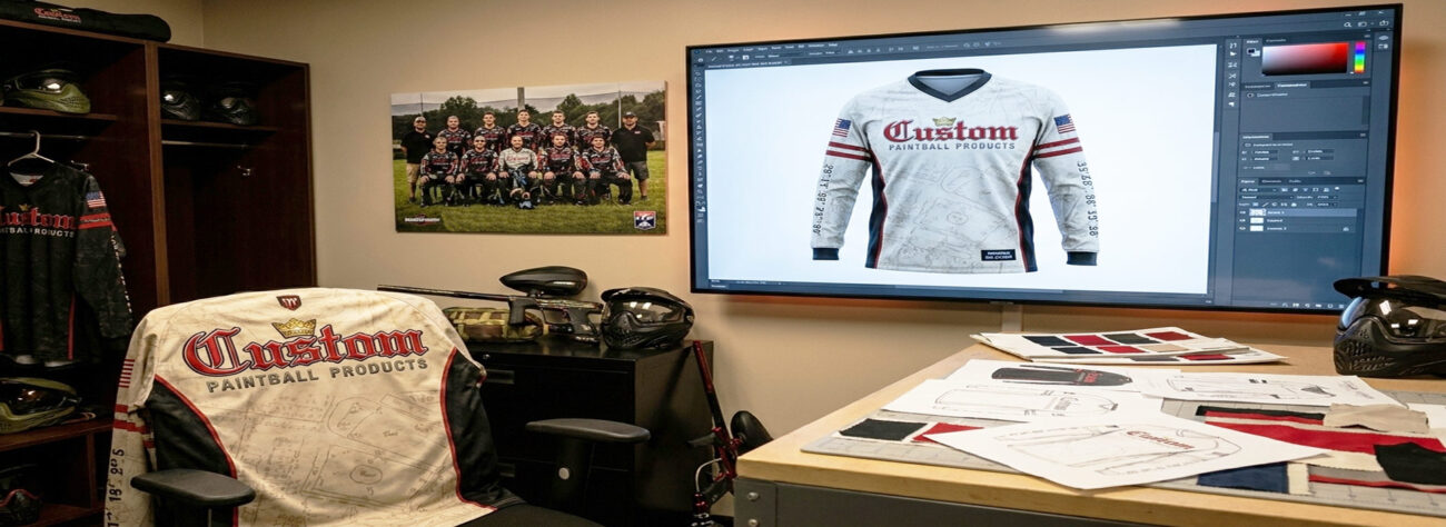 Learn how watermarks, field coordinates & memorial symbols create narrative paintball jerseys.
