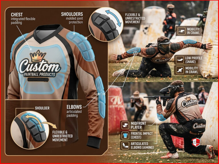 Stay protected while you play with this anatomically padded paintball jerseys.
