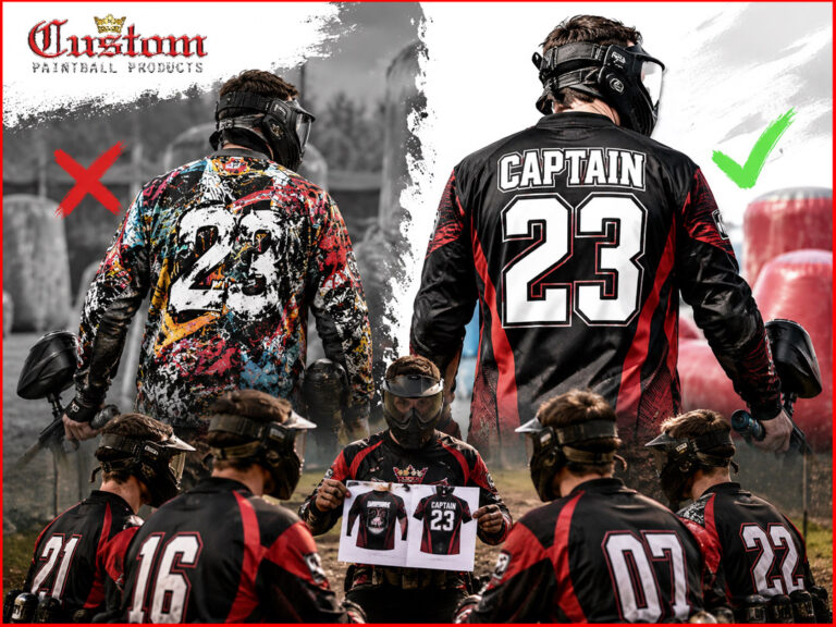 Typographic Paintball Jerseys: Bold Fonts & Oversized Numbers